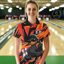 Load image into Gallery viewer, Custom Funny Black Duck Bowling Team Women Polo Shirt, Orange Duck Bowling Jerseys IPHW11120
