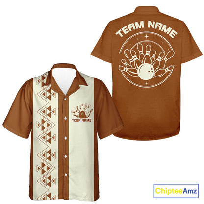 Custom Vintage Retro Style Tribal Bowling Team Hawaiian Shirts, Bowlers Outfit IPHW10082