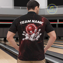 Load image into Gallery viewer, Custom Red Thunder Lightning Flame Bowling Ball Men Bowling Team Shirt Bowler Outfit IPHW10672