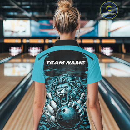 Custom Orange Camo Lion Bowling Women Polo Shirt, Lion Bowling Team League Shirt IPHW10369
