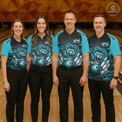 Custom Orange Camo Lion Bowling Men Polo Shirt, Lion Bowling Team League Shirt IPHW10369