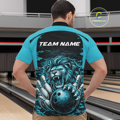 Custom Orange Camo Lion Bowling Men Quarter-Zip Shirt, Lion Bowling Team League Shirt IPHW10369