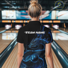Load image into Gallery viewer, Custom Blue Tribal Flame Dragon Bowlin Women Quarter-Zip Shirt, Dragon Bowling Jerseys IPHW10229