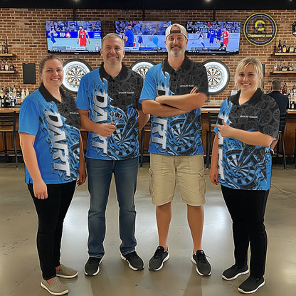 Custom Black And Blue Flame Dartboard Dart Jerseys, Dartboard Pattern Darts Tournament Team Shirts IPHW10417