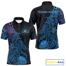 Load image into Gallery viewer, Custom Blue And Purple Polynesian Tribal Turtle Bowling Men Polo Team Shirts Outfit IPHW10982