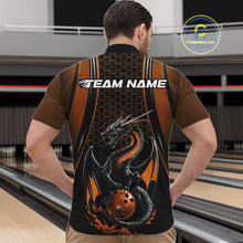 Load image into Gallery viewer, Custom Black And Orange Flame Dragon Bowling Jerseys, Dragon Bowling Team Men Quarter-Zip Shirt IPHW9906