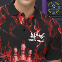 Load image into Gallery viewer, Custom Black And Red Flame Skull With Wings Men Bowling Shirt, Halloween Team Shirt IPHW10165