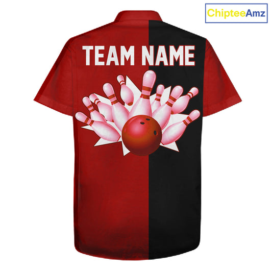 Red and Black retro vintage Bowling Hawaiian Shirt custom Bowling team jerseys NQS11565