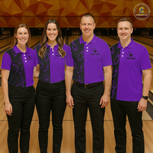 Load image into Gallery viewer, Purple and Black retro vintage Bowling polo, quarter zip shirts for Women custom Bowling team jerseys NQS11566