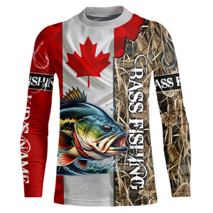 Bass Fishing Canada Flag Camo Custom name All over print shirts - personalized fishing gifts NQS541