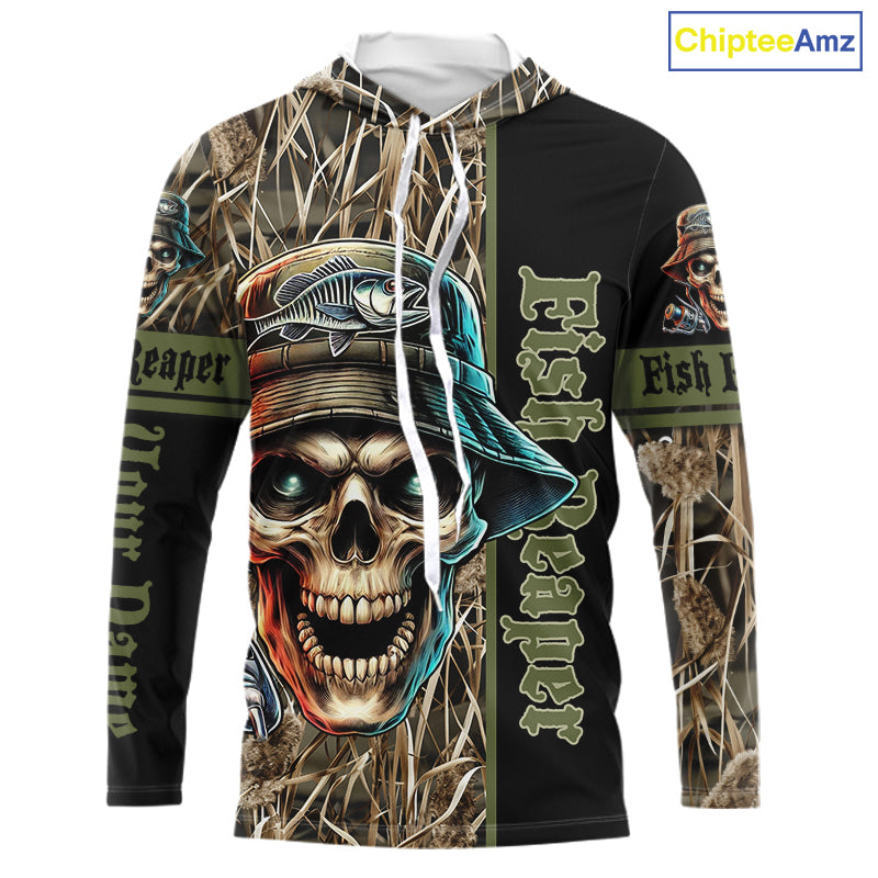 Fish Reaper Camo Customize Name 3D All Over Printed Fishing Shirts, Personalized Gifts NQS212