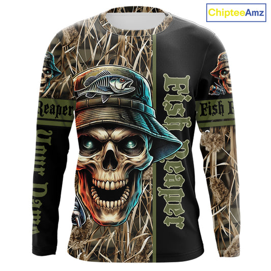 Fish Reaper Camo Customize Name 3D All Over Printed Fishing Shirts, Personalized Gifts NQS212