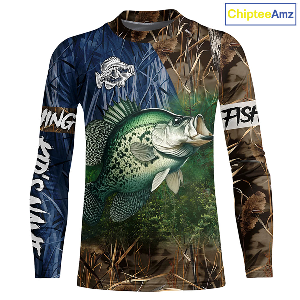 Crappie Fishing camo fishing team shirts, custom Performance Long Sleeve fishing shirts - NQS1260