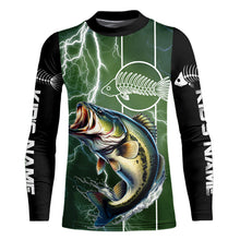 Load image into Gallery viewer, Largemouth Bass Fishing Custom Long sleeve Fishing Shirts, Bass green lightning reaper Fishing jerseys NQS4015