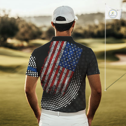 Personalized golf polo shirts for Men Vintage American Flag Custom patriotic golf tops for mens NQS9835