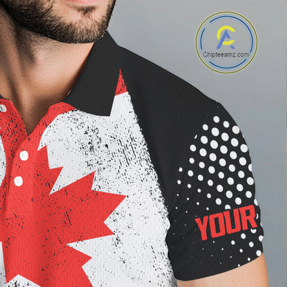 Personalized golf polo shirts for Men Vintage Canadian Flag Custom patriotic golf tops for mens NQS9836