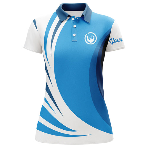 Golf polo shirt womens custom name blue and white golf shirt, team golf shirts ladies NQS5660