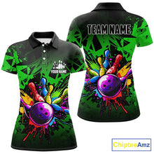 Load image into Gallery viewer, Colorful bowling jersey Polo, 1/4 Zip Shirt for Women Custom Bowling Team shirts for bowler| Green NQS8881