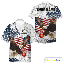Load image into Gallery viewer, Red, White, Blue American Flag Eagle Bowling Hawaiian shirt Custom Patriotic Camo Bowling Team Jersey NQS11192
