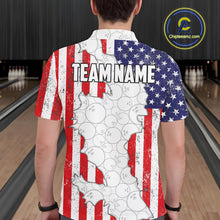 Load image into Gallery viewer, Personalized Red, White and Blue American Flag Bowling Team Shirts For Men, Patriotic Bowling Gifts NQS11197