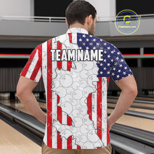 Load image into Gallery viewer, Personalized Red, White and Blue American Flag Bowling Team Shirts For Men, Patriotic Bowling Gifts NQS11197