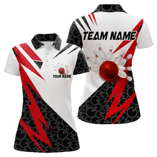 Load image into Gallery viewer, Black and White Bowling Polo, Quarter Zip Shirt for Women Custom Lightning Team bowling jerseys | Red NQS9324
