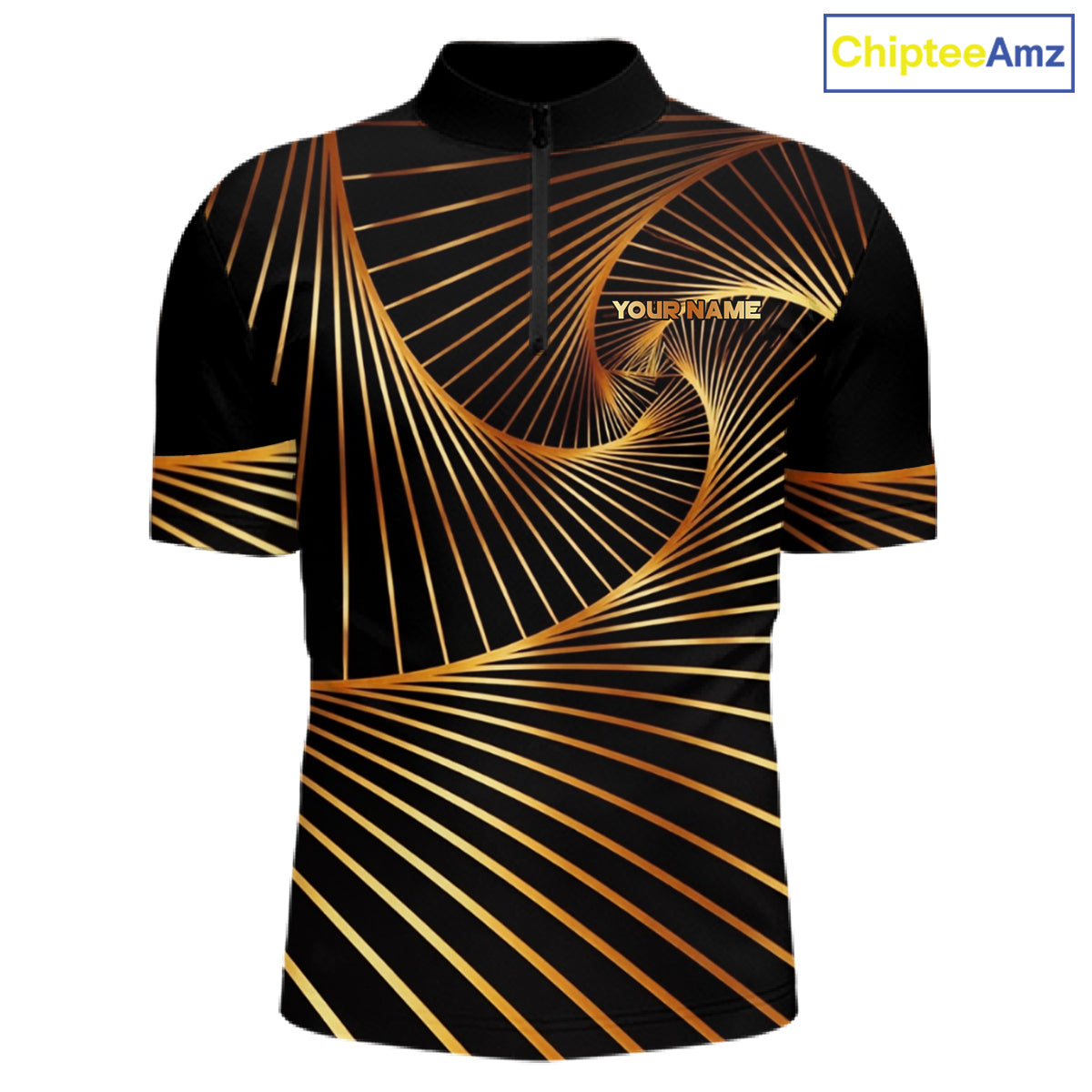 Custom Black and Gold Bowling Polo, Quarter Zip Shirts for Men, Team Bowling League Jerseys NQS11599