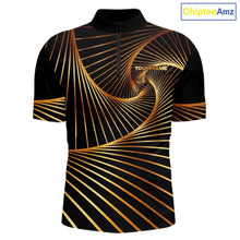 Load image into Gallery viewer, Custom Black and Gold Bowling Polo, Quarter Zip Shirts for Men, Team Bowling League Jerseys NQS11599