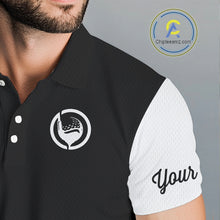 Load image into Gallery viewer, Mens polo golf shirts custom name black and white golf shirt, team golf shirts mens NQS9844