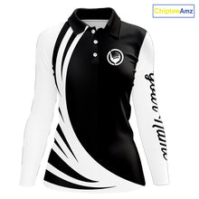 Load image into Gallery viewer, Women golf polo shirt custom name black and white golf shirt, team golf shirts ladies NQS9844