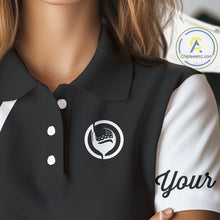 Load image into Gallery viewer, Women golf polo shirt custom name black and white golf shirt, team golf shirts ladies NQS9844