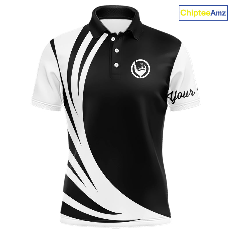Mens polo golf shirts custom name black and white golf shirt, team golf shirts mens NQS9844