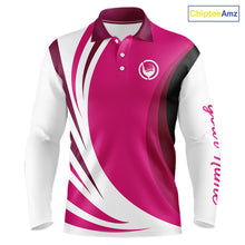 Load image into Gallery viewer, Mens polo golf shirts custom name pink and white golf shirt, team golf shirts mens NQS9846