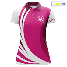 Load image into Gallery viewer, Women golf polo shirt custom name pink and white golf shirt, team golf shirts ladies NQS9846