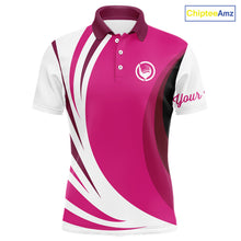 Load image into Gallery viewer, Mens polo golf shirts custom name pink and white golf shirt, team golf shirts mens NQS9846