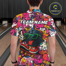 Load image into Gallery viewer, Funny pink graffiti pattern Bowling Team Polo, 1/4 Zip Shirt For Men Custom Mens Bowling Jersey NQS10824