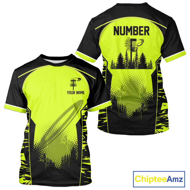 Black and Green camo Disc Golf Shirts custom name and number team disc golf outfits NQS11201