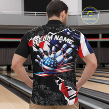 Load image into Gallery viewer, Custom bowling polo shirts, 1/4 zip shirts for men, US Flag patriotic team bowling league shirts NQS11409
