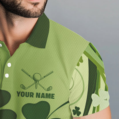 Green shamrock Lucky Golf Polo Shirts For Men Custom St Patrick Day Team Golf Shirts NQS9470