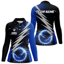 Load image into Gallery viewer, Womens golf polo shirts custom blue lightning thunder golf ball clothes, personalized golf gifts NQS8005