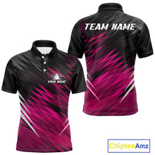 Load image into Gallery viewer, Pink and Black Bowling Shirts For Men Custom Name and Team name  Bowling Jerseys Bowlers Outfit NQS11001