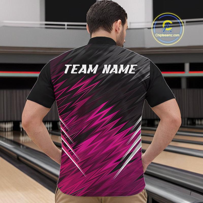 Pink and Black Bowling Shirts For Men Custom Name and Team name  Bowling Jerseys Bowlers Outfit NQS11001