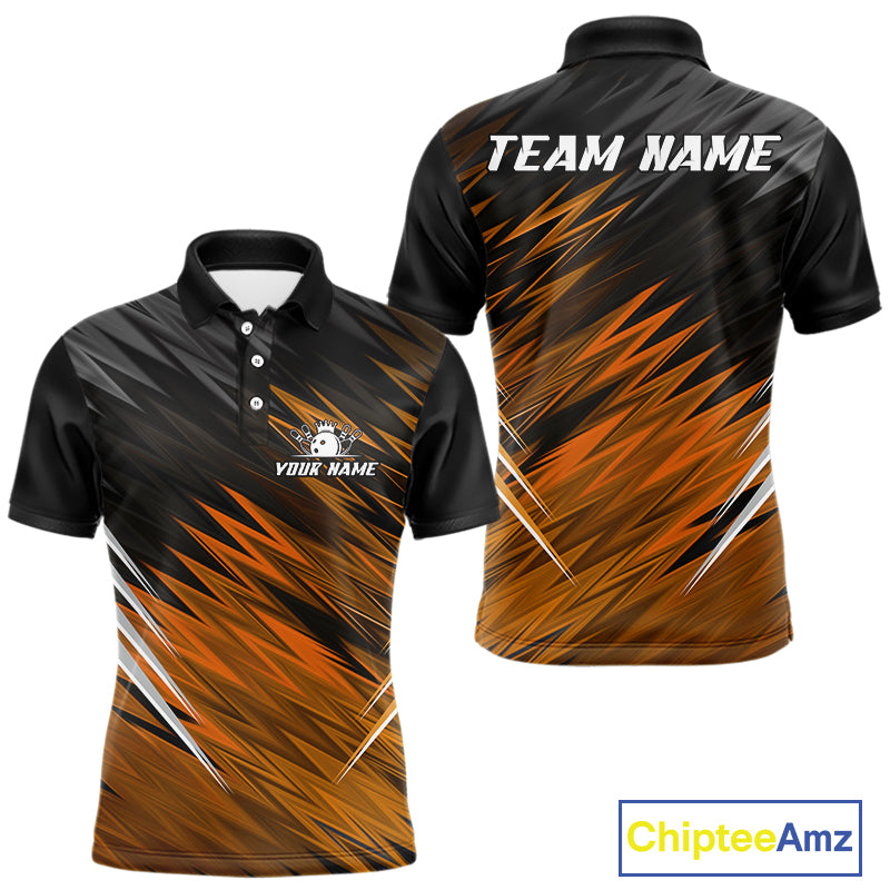Orange and Black Bowling Shirts For Men Custom Name and Team name  Bowling Jerseys Bowlers Outfit NQS11002