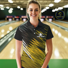 Load image into Gallery viewer, Yellow and Black Bowling Shirts For Women Custom Name and Team name  Bowling Jerseys Bowlers Outfit NQS11003