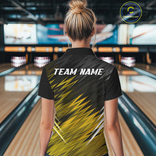 Load image into Gallery viewer, Yellow and Black Bowling Shirts For Women Custom Name and Team name  Bowling Jerseys Bowlers Outfit NQS11003