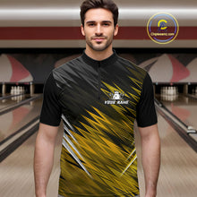 Load image into Gallery viewer, Yellow and Black Bowling Shirts For Men Custom Name and Team name  Bowling Jerseys Bowlers Outfit NQS11003