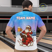 Load image into Gallery viewer, Funny Santa drinking Beer Bowling Shirts For Men Custom Christmas Bowling Team Jersey Gift For Bowler NQS11009