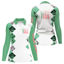 Load image into Gallery viewer, Green and White Women golf polo shirts custom Let&#39;s par tee golf tops for ladies golfing gifts jersey NQS9137