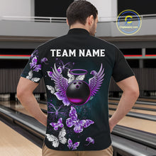 Load image into Gallery viewer, Custom Purple Butterfly Bowling Polo, 1/4 zip jerseys For Men, Bowling Team Shirt With Butterflies NQS11613