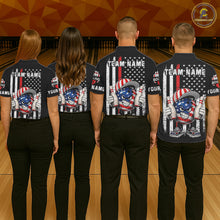 Load image into Gallery viewer, Black American Flag Funny Bowling Polo, 1/4 Zip Shirt For Women Custom Patriotic Bowling Team Jersey NQS11723